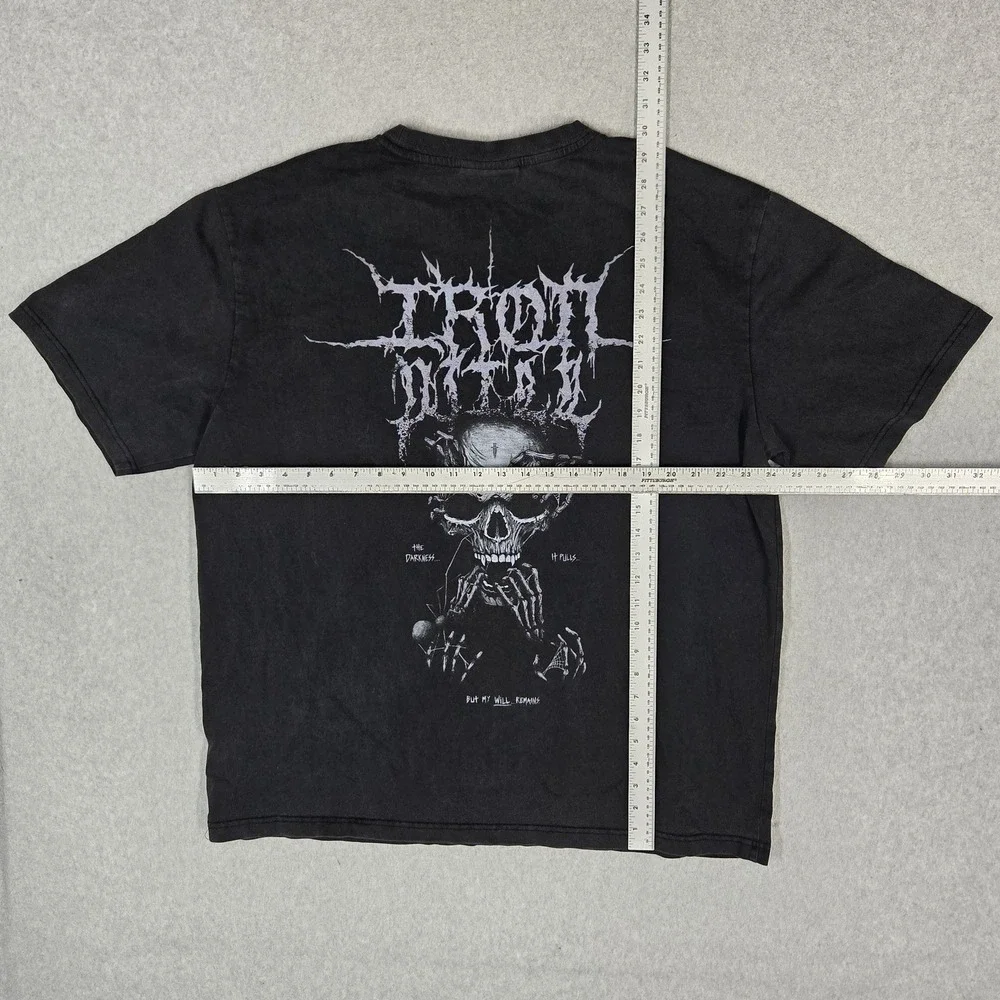 VINTAGE Ironwilled Men Shirt XL Black Y2K Grunge Death Skull The Darkness Skater